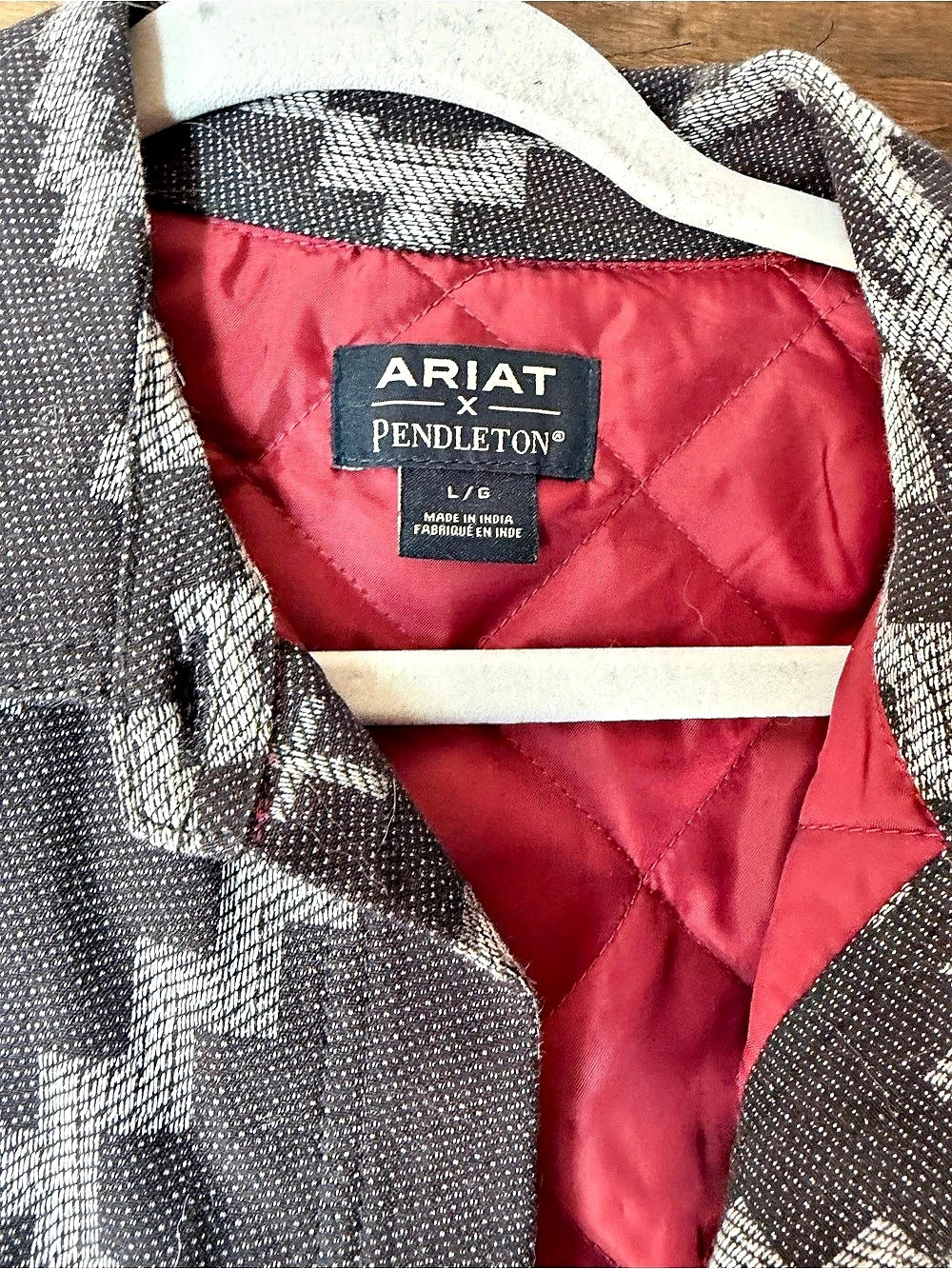 Ariat x Pendleton Quilted Shirt Jacket Black & White Large - Picture 3 of 3